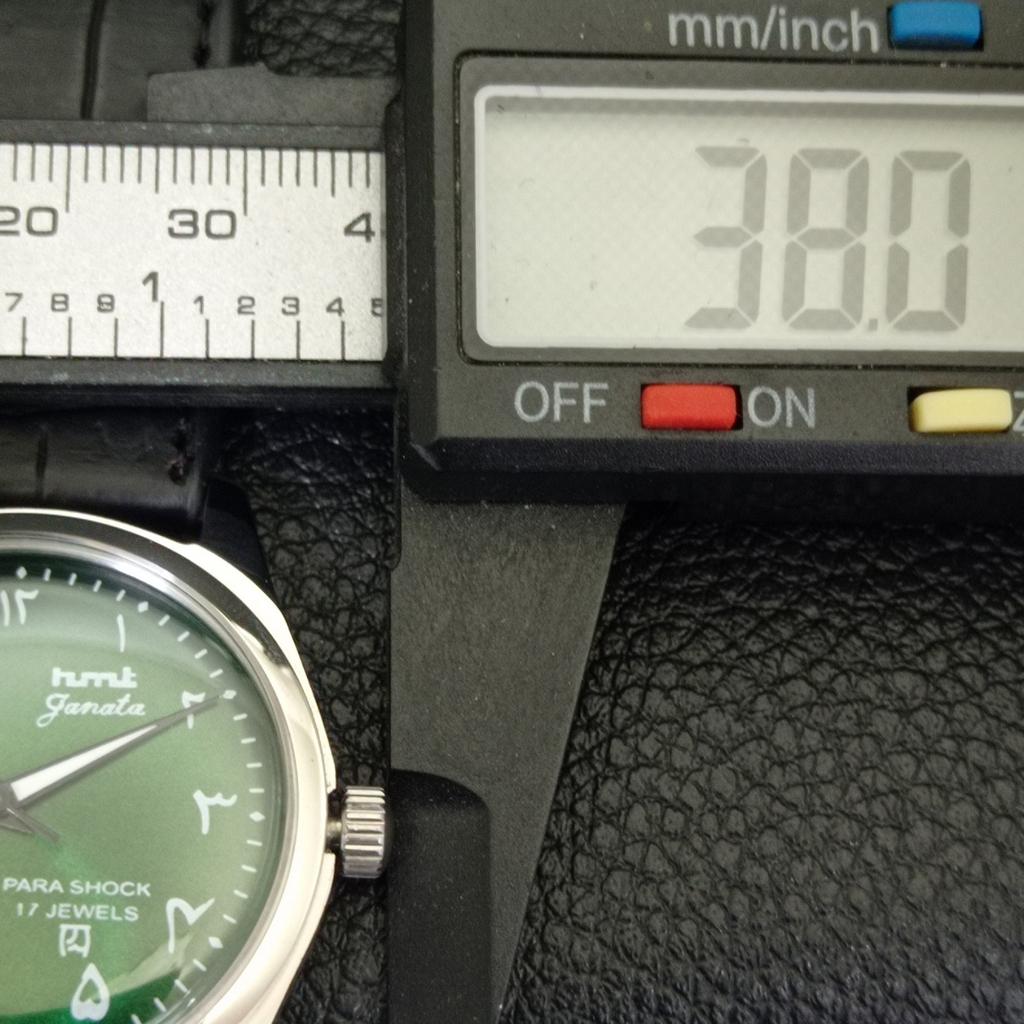 HAND-WINDING VINTAGE HMT JANATA INDIAN MENS ARABIC GREEN DIAL WATCH a441005-4 HT-a441005