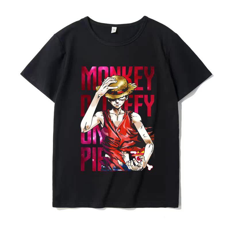 T-shirt Eslo Luffy Sauron Short-sleeved Men's Animation Cartoon Loose Japanese Printing Summer New Men's and Women's Streetwear