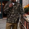 Men's Vintage Corduroy Printed Quarter-Zip Pullover with Stand Collar and Pocket, Long Sleeve Casual Top