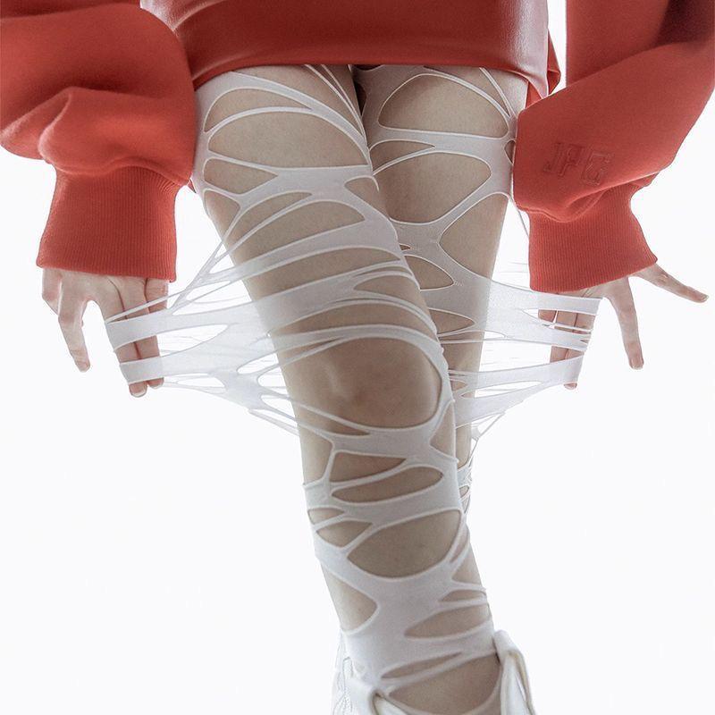 Elegant Ballet-Style Jacquard Stockings: Versatile Ribbon Wrap Pantyhose