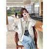 Solid Color Zipper Pocket Cardigan Women Autumn Winter Casual Simple Lapel PU Leather Jacket