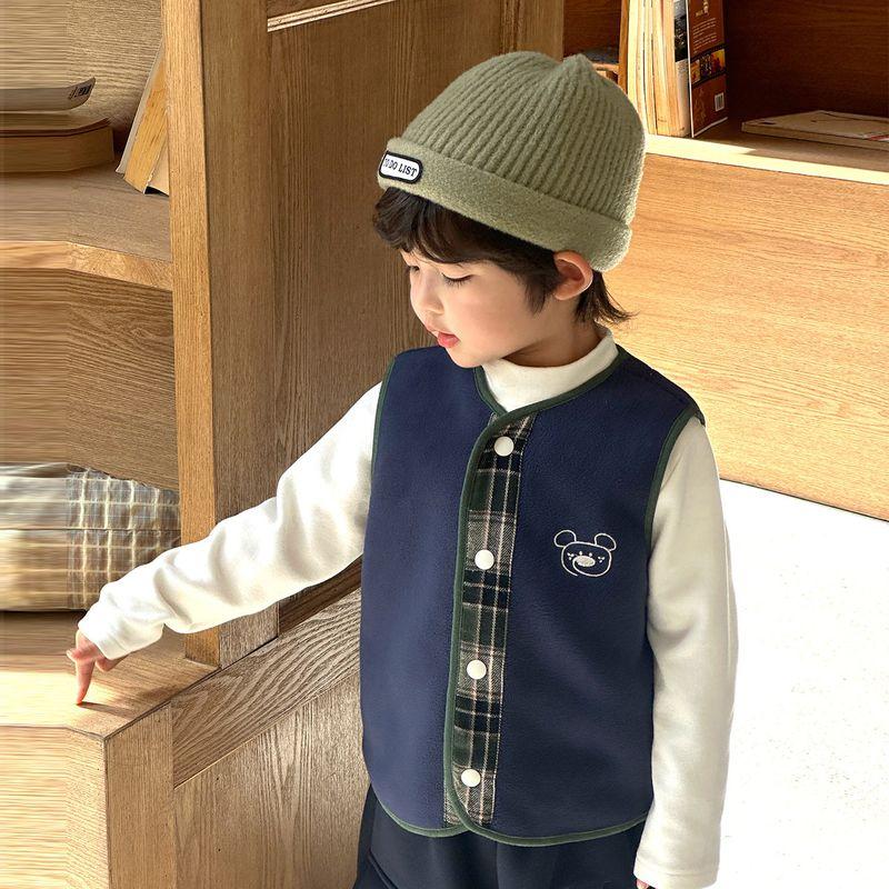 Детский жилет, Утепленный жилет, Можно носить внутри и снаружи, Весна и Осень, Кардиган из поларфлиса для мальчиков, контрастного цвета, Детский жилет Haiqing 120