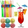 Reusable Flamingo Pineapple Drinking Straws Tropical Party Supplies for Hawaiian Summer Pool Beach Decorations & Wedding Themes