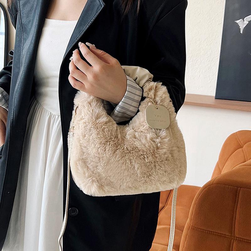 Borse a Spalla in Peluche per Donna Lusso Designer Morbida Busta Invernale da Donna Borsa a Mano Moda Femminile Borsa a Tracolla Sottobraccio