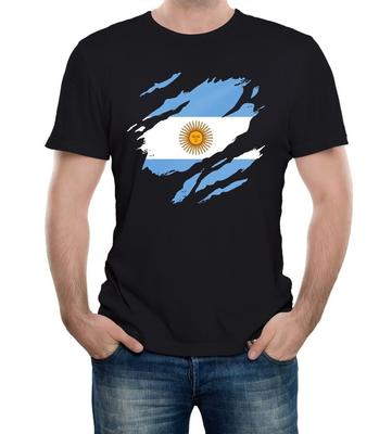 Reality Glitch Torn Argentina Flag T-Shirt Argentinian Football Supporters Tee