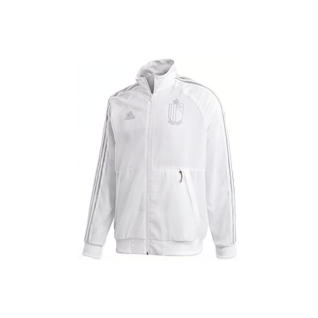 Adidas Belgium Euro 2020 Anthem Casual Jacket With Stand Collar And Brand Logo Unisex Outerwear White FT2858