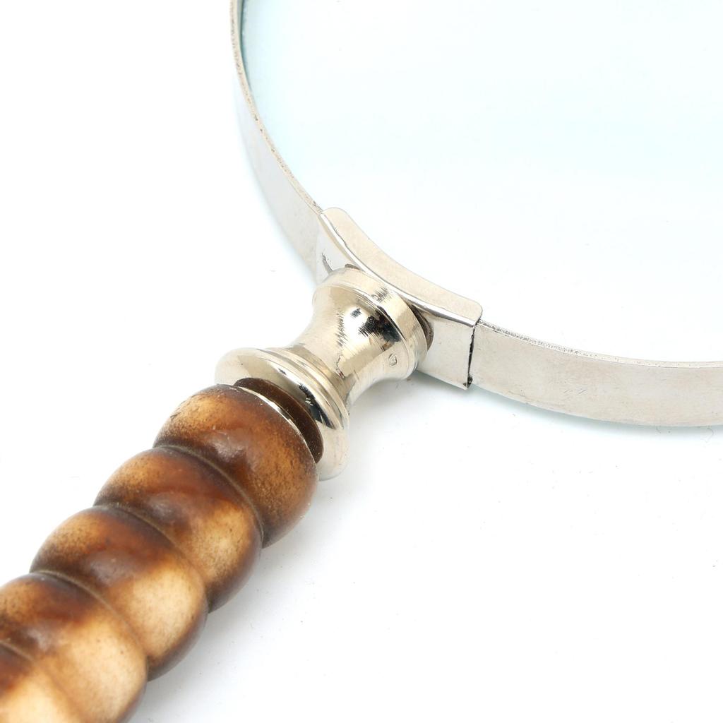 Elegant Brown Resin Handle Magnifying Glass With Steel Frame