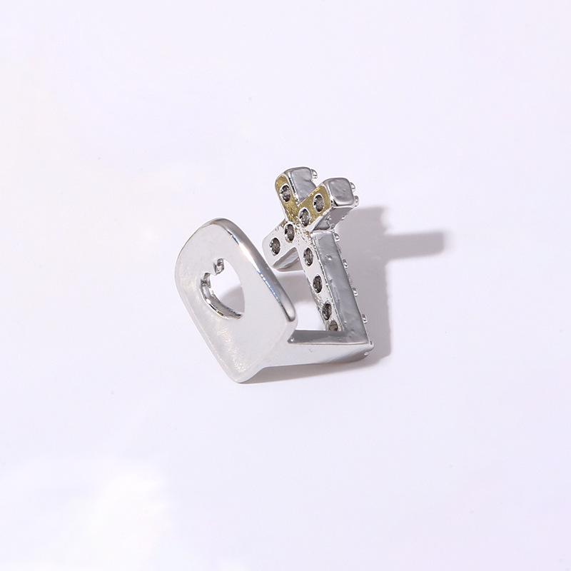 European & American Cross Copper Zircon Single Tooth Hip Hop Grillz - Trendy Dental Jewelry