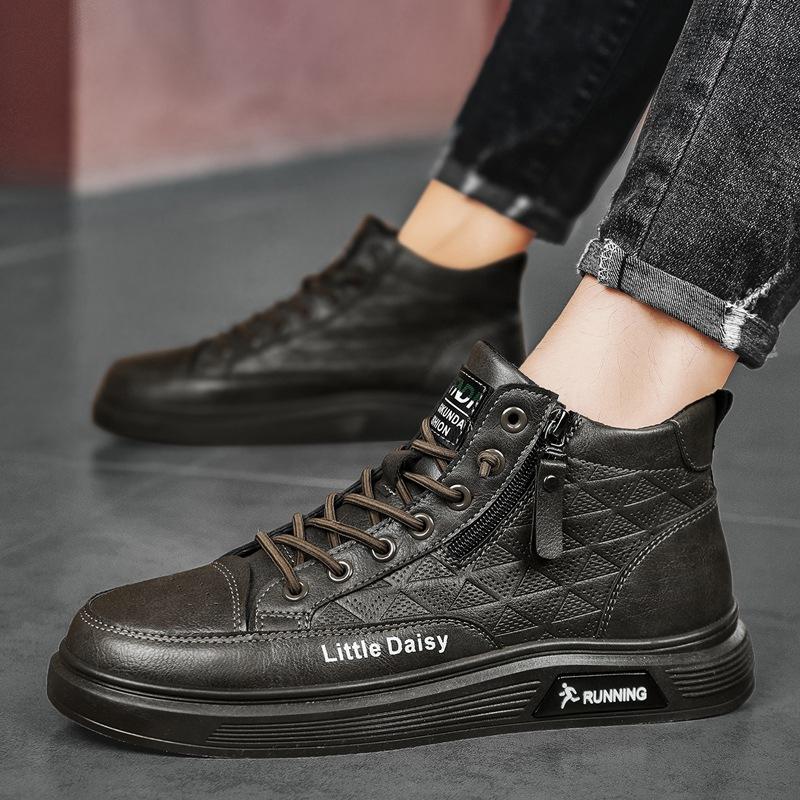 

Zipper high-top men s shoes autumn 2024 new youth sports and leisure board shoes men s trendy shoes students 44