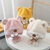 Bear Embroidery Autumn Winter Plush Bear Ear Boy Girl Cap Plush Beanie Hat Baby Hat Kids Earflap