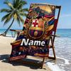 Serviette de Plage Personnalisée avec Nom Club de Football Barcelone, pour Voyage Camping Fête à la Plage Décoration Intérieure, Cadeau d'Anniversaire pour la Famille et les Amis