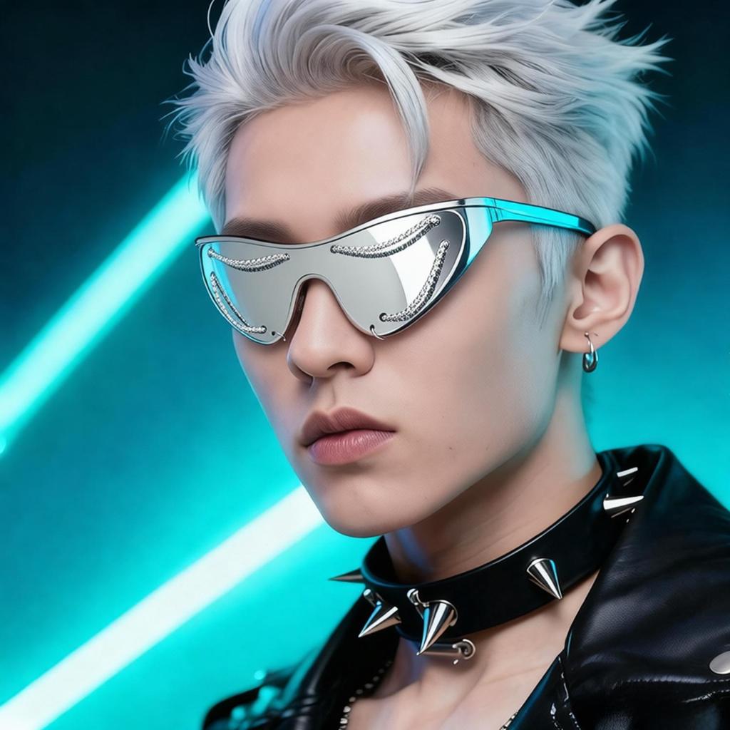 Trendy Cat Eye Chain Sunglasses with Cross Metal Frame – Fashionable European & American Design