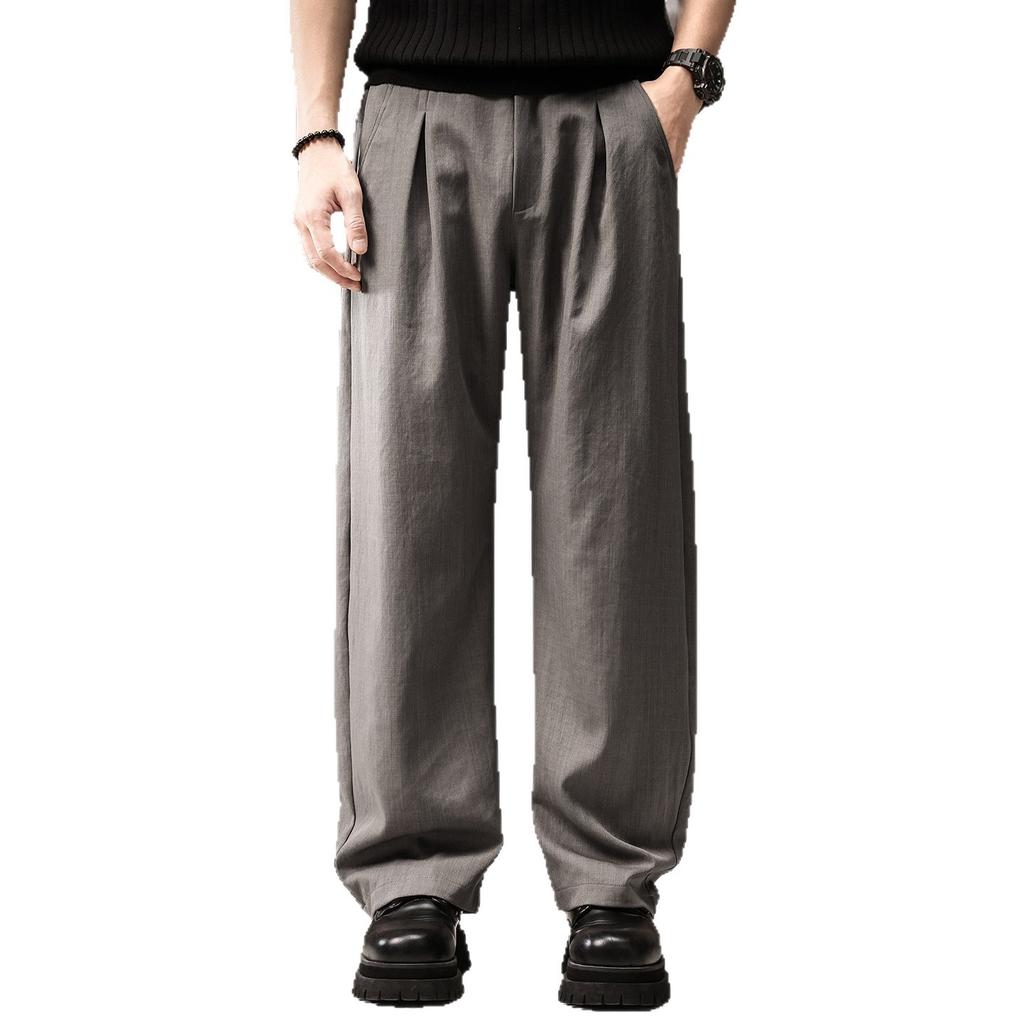 High-end Italian Old Money Style Business Straight Suit Pants Men's Summer Thin Loose Wide-leg Casual Trousers