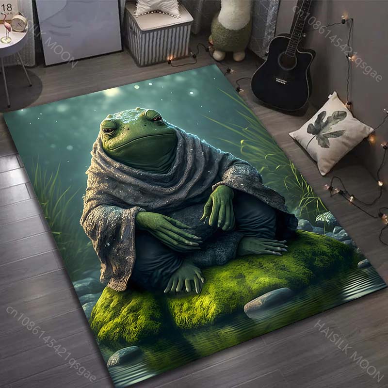 Mushroom and Frog Meditation Print Carpet for Living Room Bedroom Sofa Doormat Decor Area Rugs Non-slip Floor Mat Large Size
