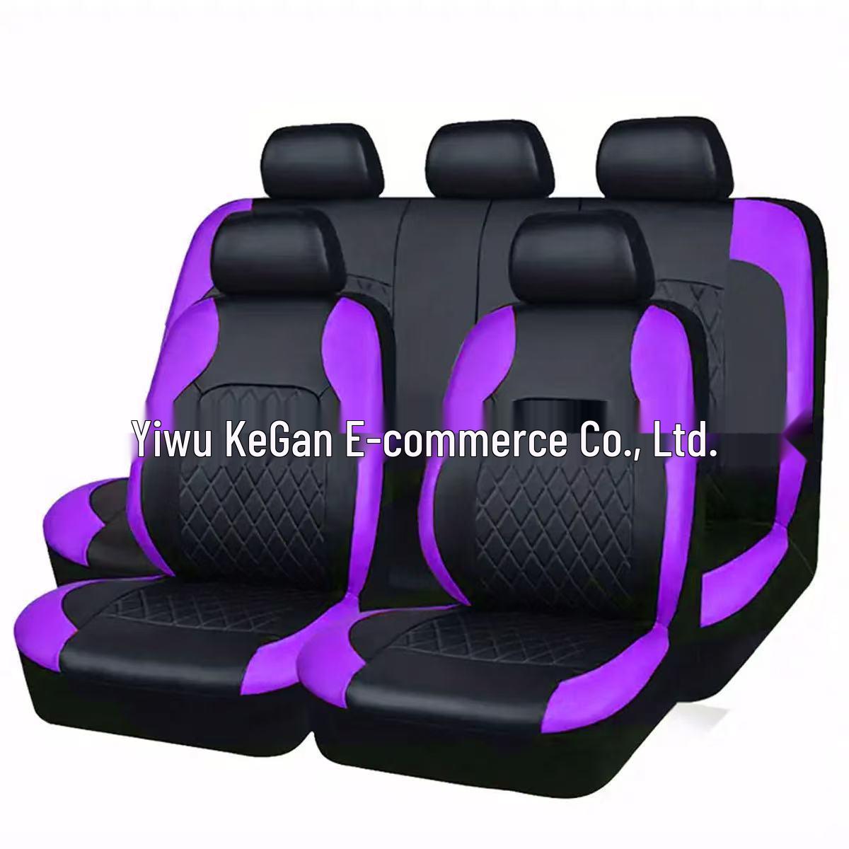 

Cross-Border Automotive Seat Cover, Quilted Diamond Pattern, PU Leather, Faux Leather, Euro-American Style 2-piece set (Single front seat)