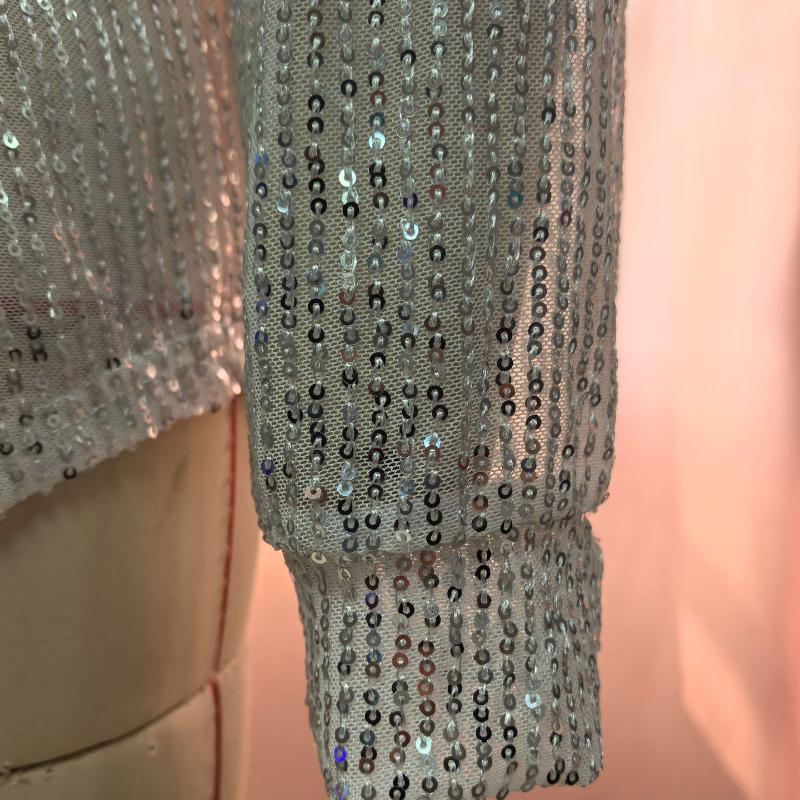 Spring Solid Long Sleeve Sequin Casual Shirts Women Fashion Street Turn Down Collar Loose Women's Blouses Summer Tops Elegant Button Up Shirt 26491