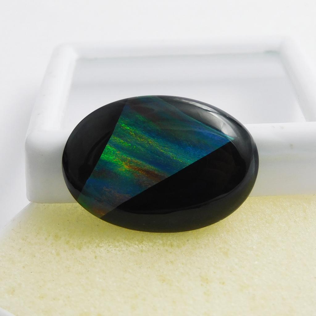 Lab-Created Opal Loose Gemstone Multi-Color Doublet Oval 17.75 ct Making for Jewelry Making Projects