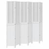 6 Piece Room Divider White Solid Paulownia Wood