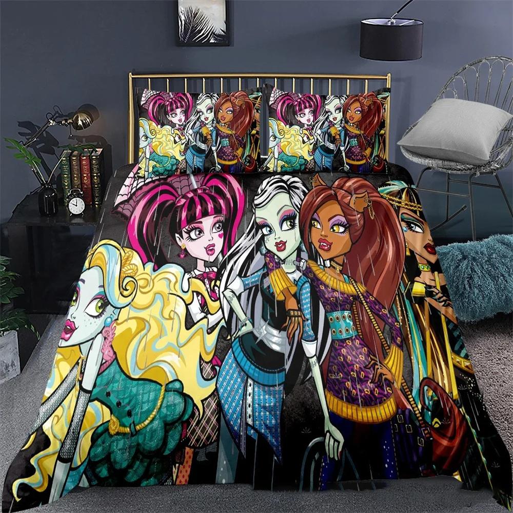 3D Printed Monster High Bedding Collection Duvet Cover Bedroom Comforter Covers Single Twin King Size Quilt Cover Home Textile 23Pcs