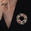 Wear-resistant Brooch Women Scarf Fastener Sparkling Rhinestones Leaves Flower Shape