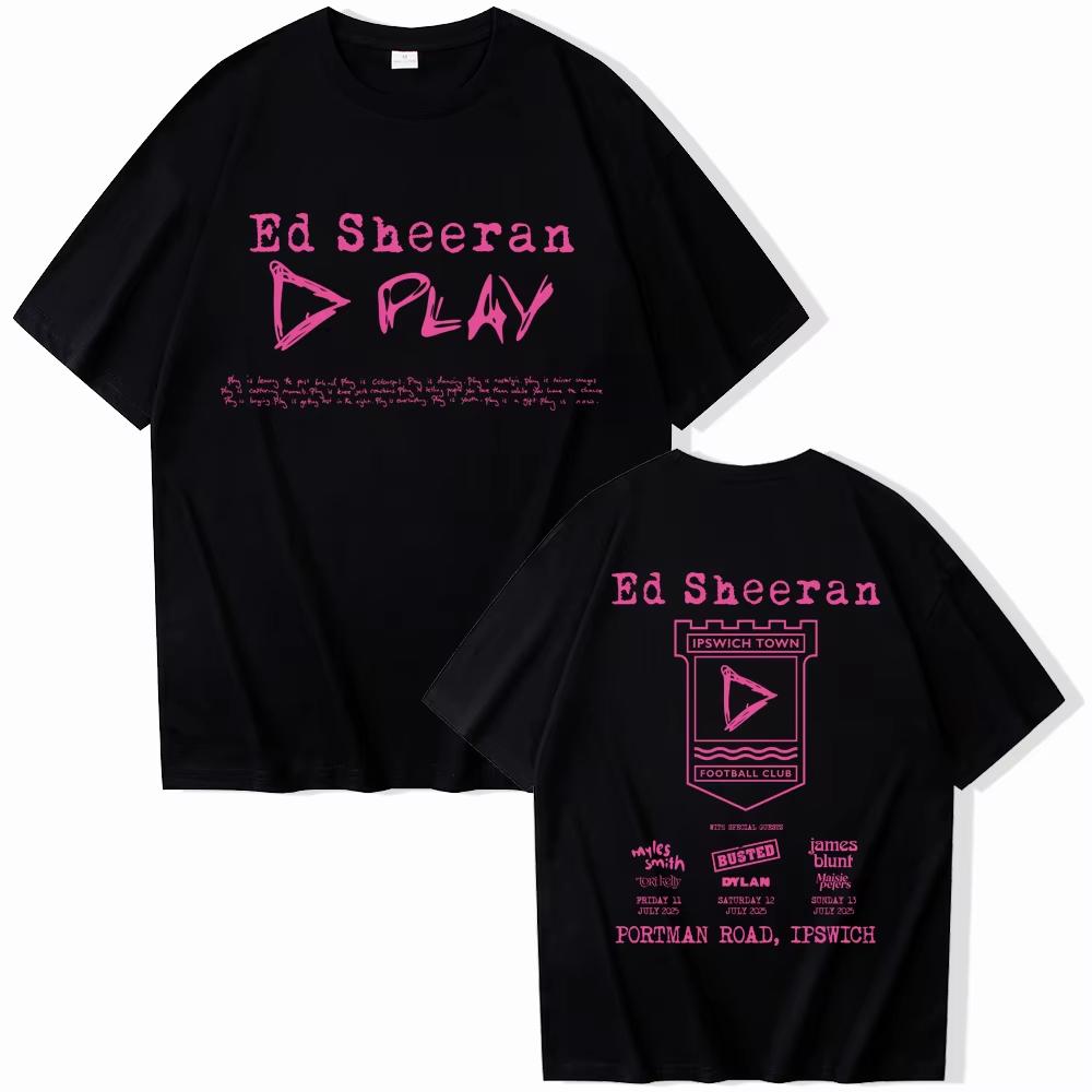 Ed Sheeran Play Tour Cotton Printed T-shirt Summer Men Women T Shirts Streetwear Hip Hop Ed Sheeran Merch Graphic Tee Tops
