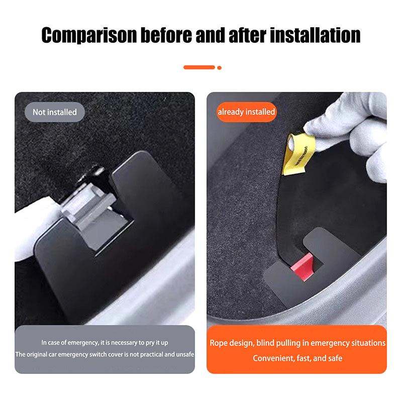 2/4Pcs Car Rear Door Emergency Safety Rope Rear Door Mechanical Switch Emergency Handle For Model 3 Model Y 2022 2023