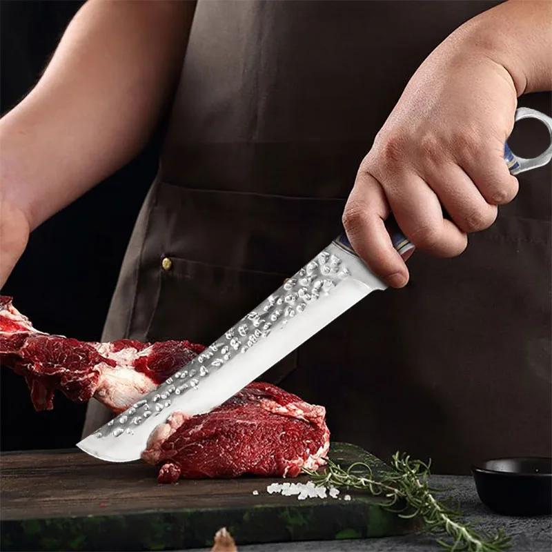 Forged Boning Knife Stainless Steel Butcher Knife Kitchen Knife Cutting Meat Cleaver Chef Knives Wooden Handle Kitchen Supplies