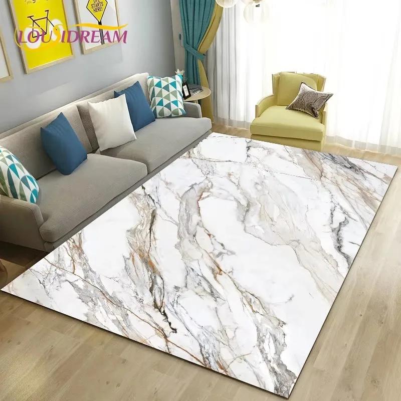 Colour Blue Gold White Marble Area Rug Large Carpet Rug for Living Room Bedroom Sofa Doormat Decoration Kids Non-slip Floor Mat