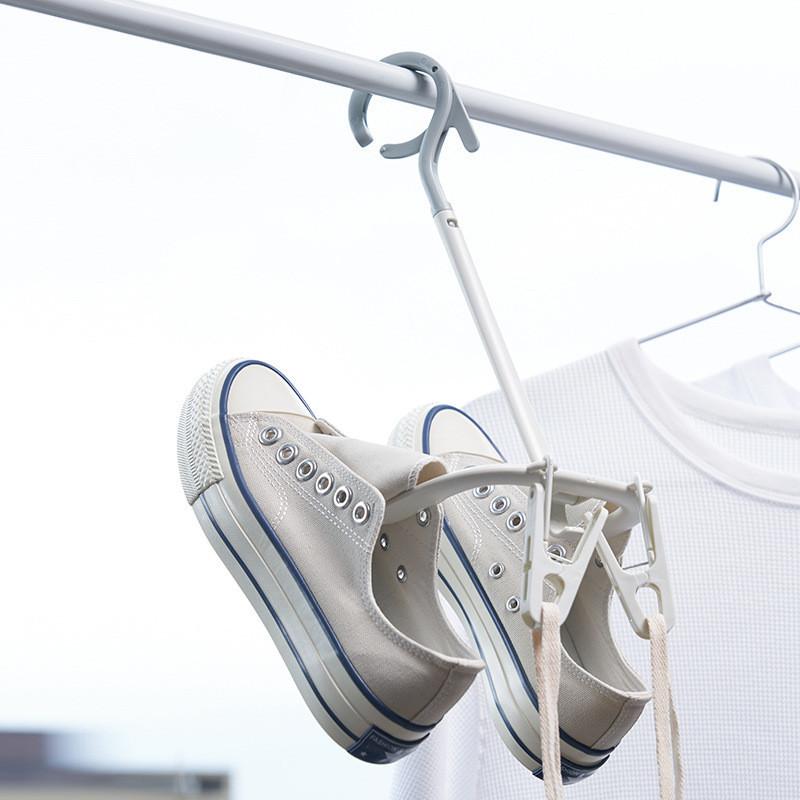 Windproof Hanging Shoe Rack For Balcony Adjustable Rotating Plastic Hanger