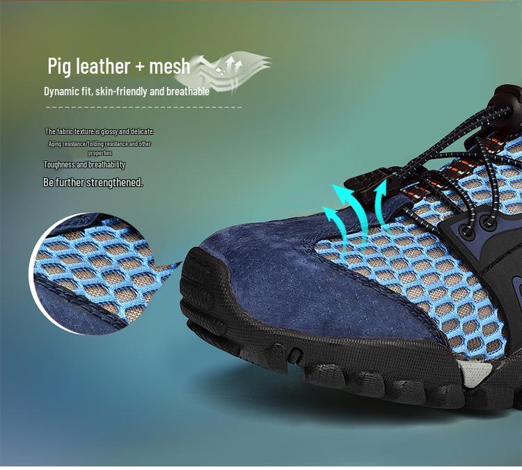 Men's Flyknit Mesh Outdoor Hiking and Wading Shoes with Thick Sole