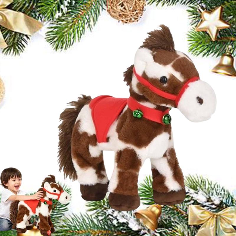 Electric Interactive Spotted Pony Plushie, Lifelike Walking Horse Toy with Realistic Sound, Head Wagging & Tail Swing