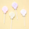 Single Bow Candle Beautiful Cake Decoration Plug-in Pink and White Cartoon Lollipop Birthday Candle