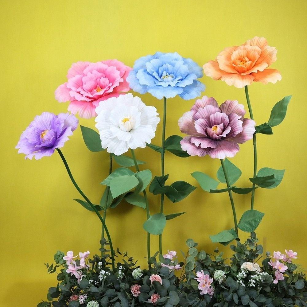 58cm Non-Woven Fabric Peony Flower Large Scale Giant Branch Wedding Decoration Wall Road Stage Supply Simulation Flowers