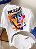Colorful Abstract Face Design T-Shirt - Unique Geometric Shapes with Bold 'PICAS
