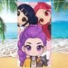 1PC K-Pop Girl Group Chibi Beach Towel, Microfiber Quick Dry Bath Towel, Anime Cartoon Print for Pool Beach Travel, Soft Washabl