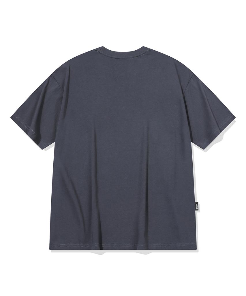 CPGN STUDIO Cat'S Heart Chain Embroidered Short Sleeve T-Shirt Charcoal