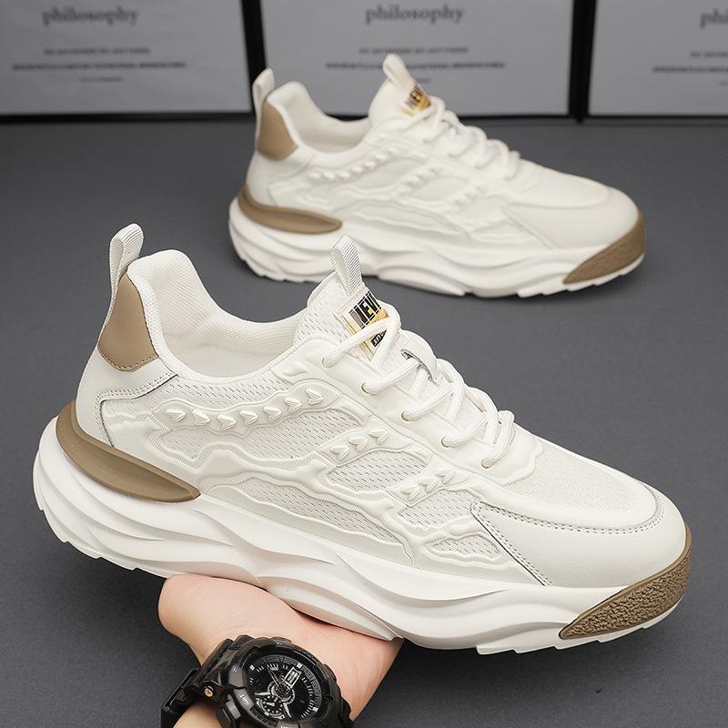Sommer Neue Atmungsaktive Herrenschuhe Mesh Sportschuhe Lässig Erhöhend Weiße Schuhe Herren Trend Vielseitig Erhöhend Dad Shoes