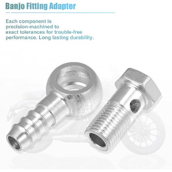 ACROPIX 14mm ID 12mm OD M14x1.5 Banjo Bolt Hose Barb Fittings Universal Banjo Fitting Fuel Line with Screw Washer for Motorcycle Silver Tone - Pack
