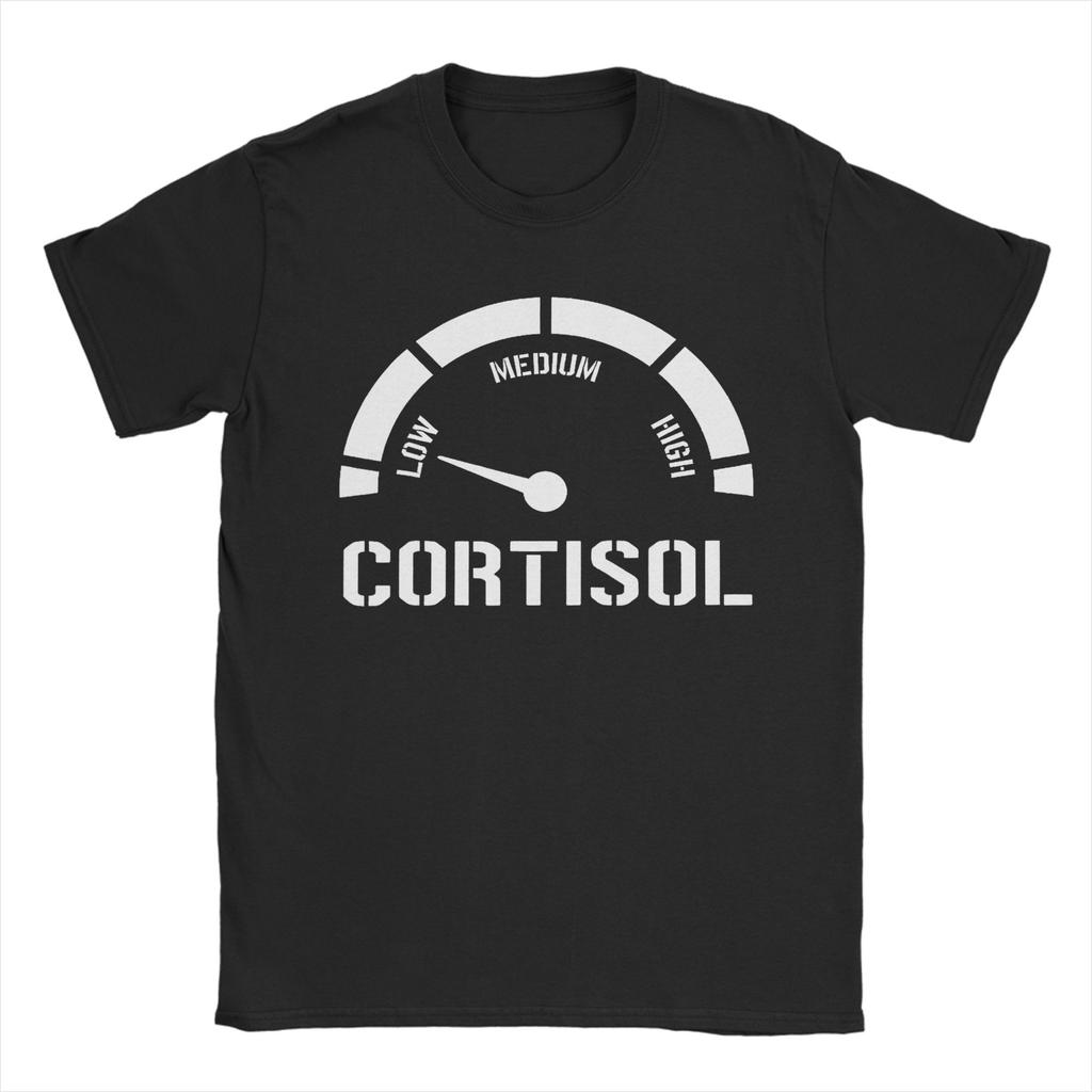 Men Funny Low Cortisol Levels T Shirts Pure Cotton Tops Novelty Short Sleeve Crewneck Tees Party T-Shirts