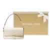 Michael Kors Bradshaw Woven Letter Leather And Faux Leather Baguette Shoulder Bag Women Bags Cream-White 30S1L2BL1T-289