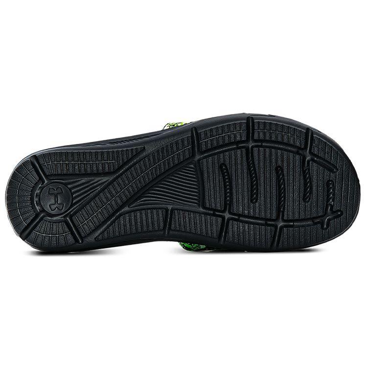 Under Armour Ignite 6 Graphic Strap Slide Black Green Citrine Camo Men Sneakers 3024450-001