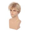 Pánská módní krátká paruka s texturou, vrstvená, zlatavě blond, vlasy z vysokoteplotního vlákna