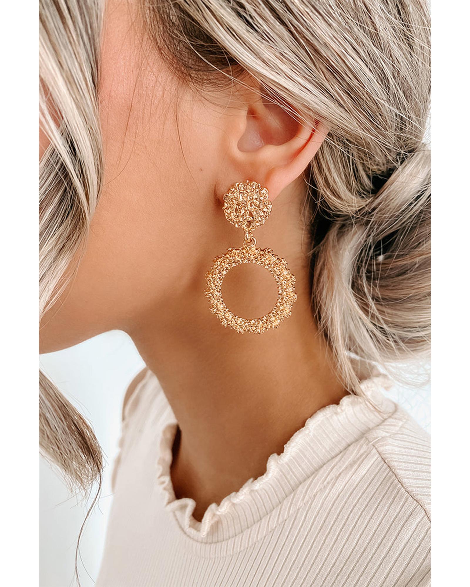 

Azura Exchange Geometric Pattern Metal Charm Hollow Out Earrings ONE SIZE золотий