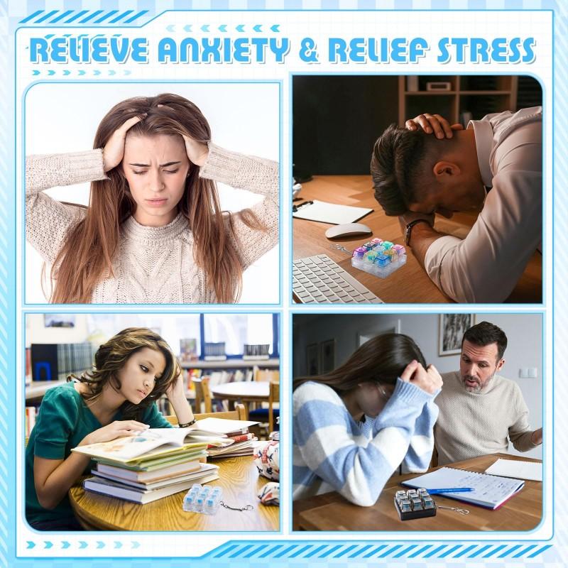 Relaxing DIY 9 Keys Keyboard Fidget Toy, Fidget Clicker Keyboard Fidget Keychain, Button Fidget Gifts for Adults To Relieve Stress and Pass Time