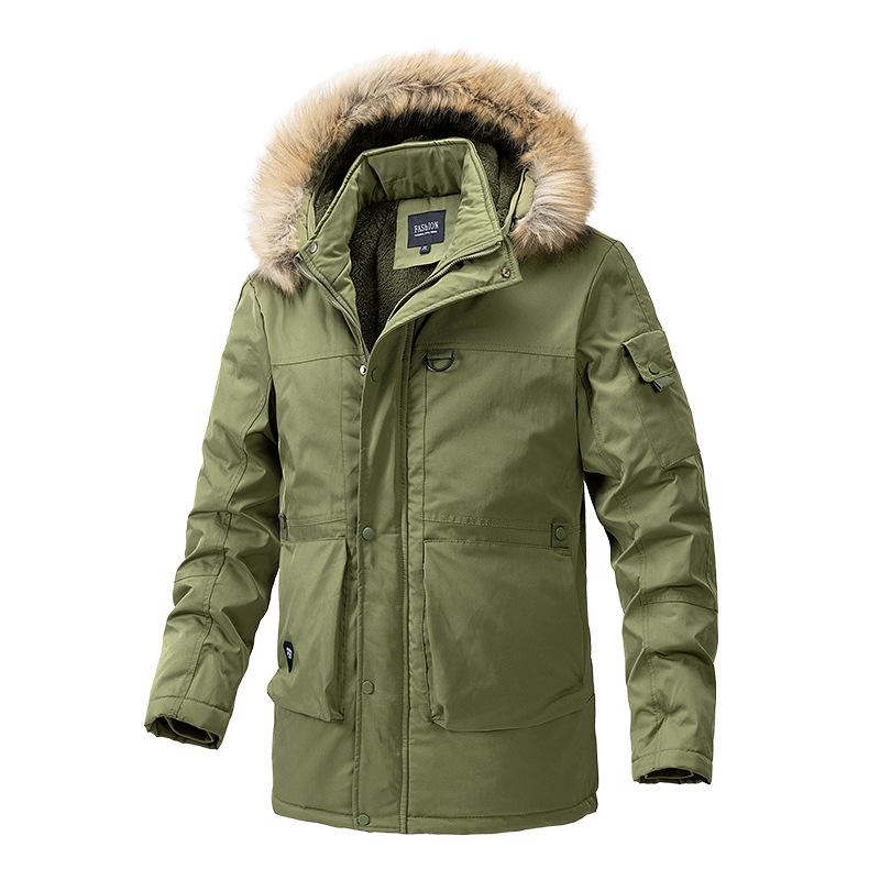 Men's Winter Korean Style Mid-Length Thickened Cotton Jacket
