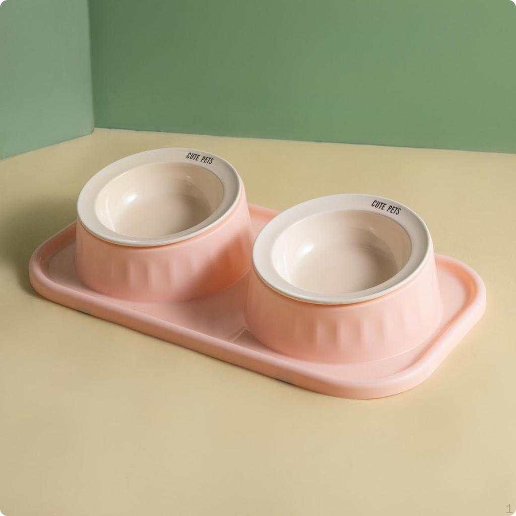 Square Double Bowl Feeder LeakResistant Pet Easy to Wipe Leakproof
