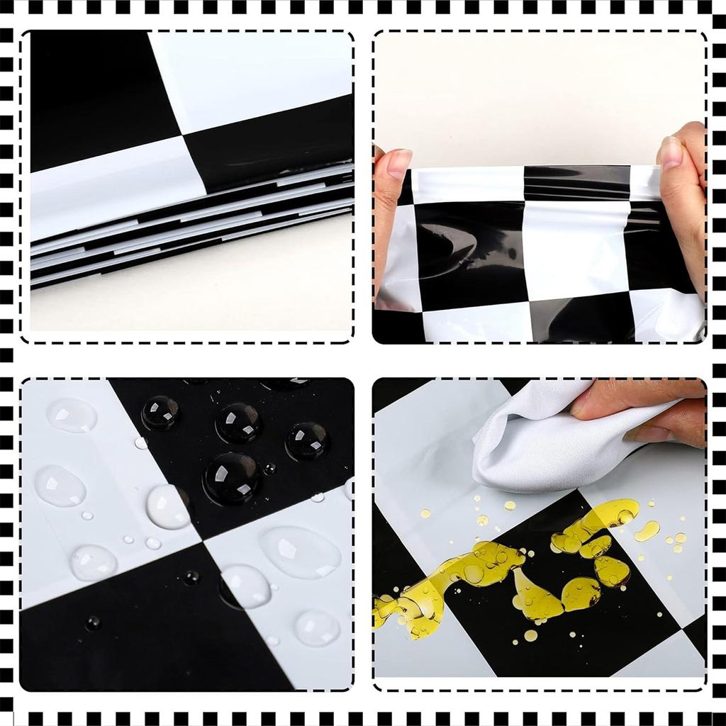 Checkered Race Car Party Black White Checkered Flag Tablecloth Road Tablecloth Racetrack TableCover Racing Birthday Party Decor