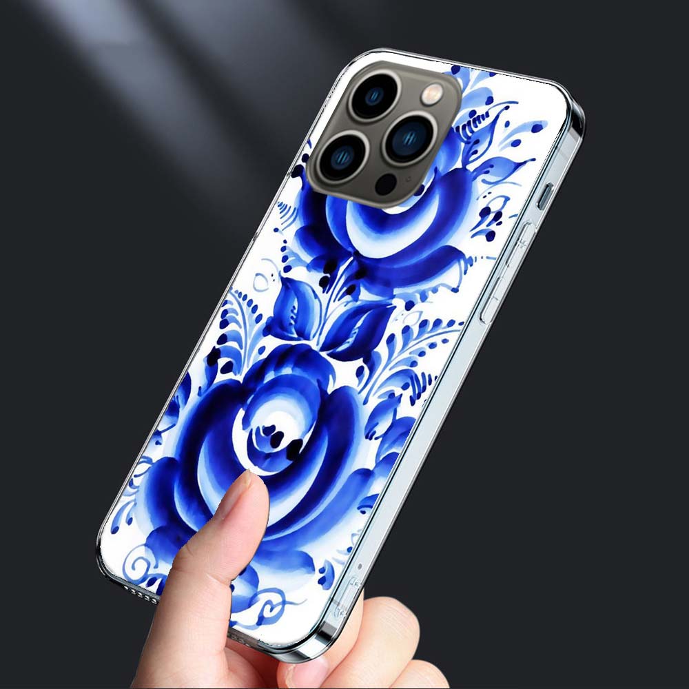 

Blue white Porcelain Pattern Phone Case For Iphone 16E 15 Pro 14 Plus 17E 16 17 Pro Max Air 11 12 13 Mini Shockproof Capa Cut iPhone 14 Plus