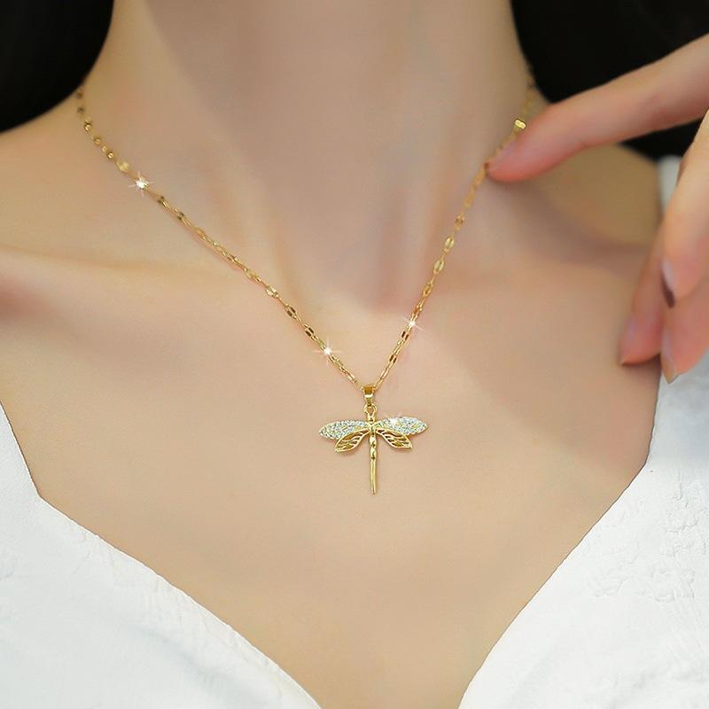 Light Luxury Dragonfly Necklace Women s Transfer Ins Clavicle Chain Accessories Fashionable High-end 60CM(Necklace Long)