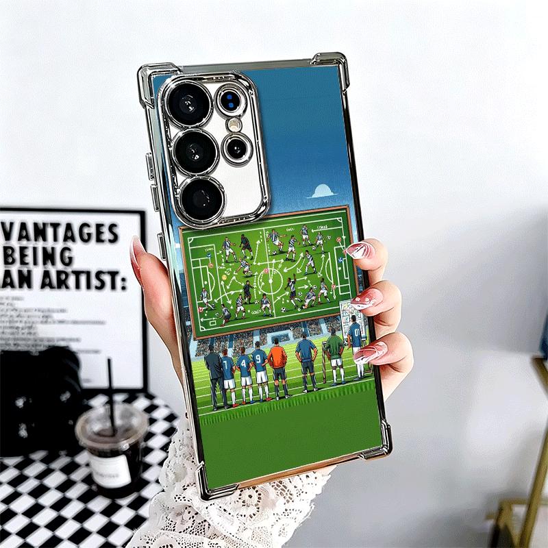 Football Soccer Tactics Time Plating Phone Case For Samsung Galaxy S24 S25 FE S26 Edge S23 Ultra S22 S21 Plus S20 Anti-Fall Aira